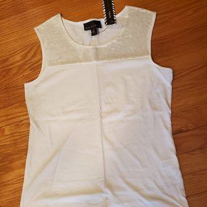 Dana Buchman sleeveless shell off white sparkle NWT top Size M